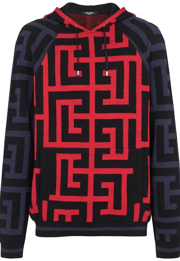 Balmain hoodie med dragsko - Blå