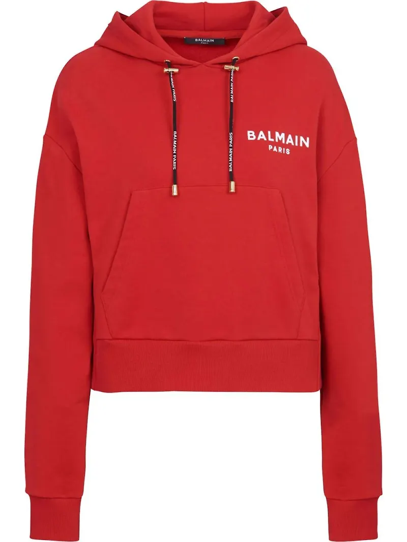 Balmain hoodie med dragsko - Röd