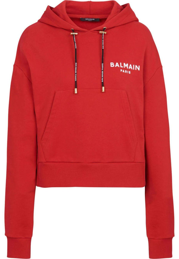Balmain hoodie med dragsko - Röd