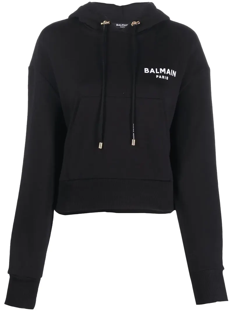 Balmain hoodie med dragsko - Svart