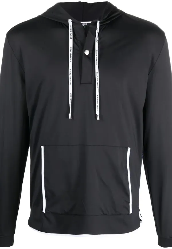 Balmain hoodie med dragsko - Svart