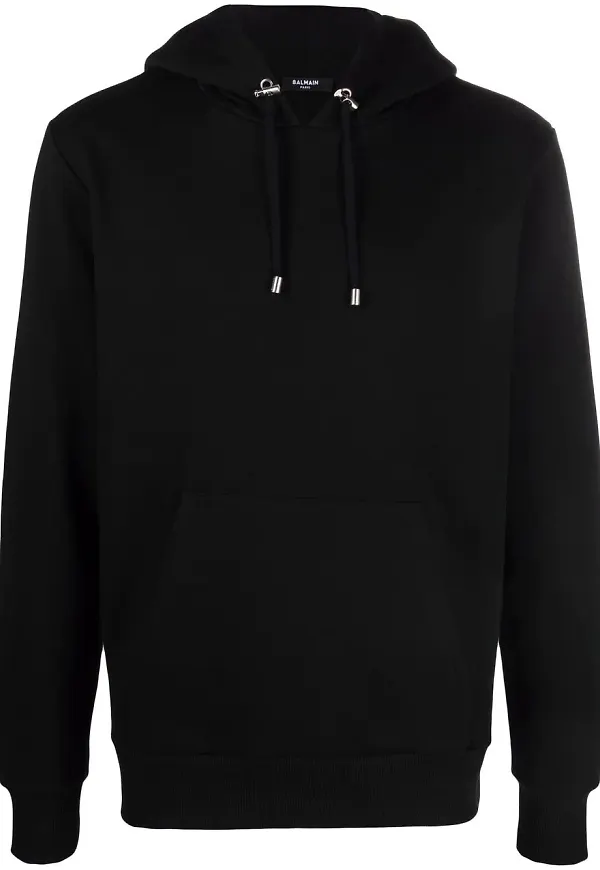 Balmain hoodie med dragsko - Svart