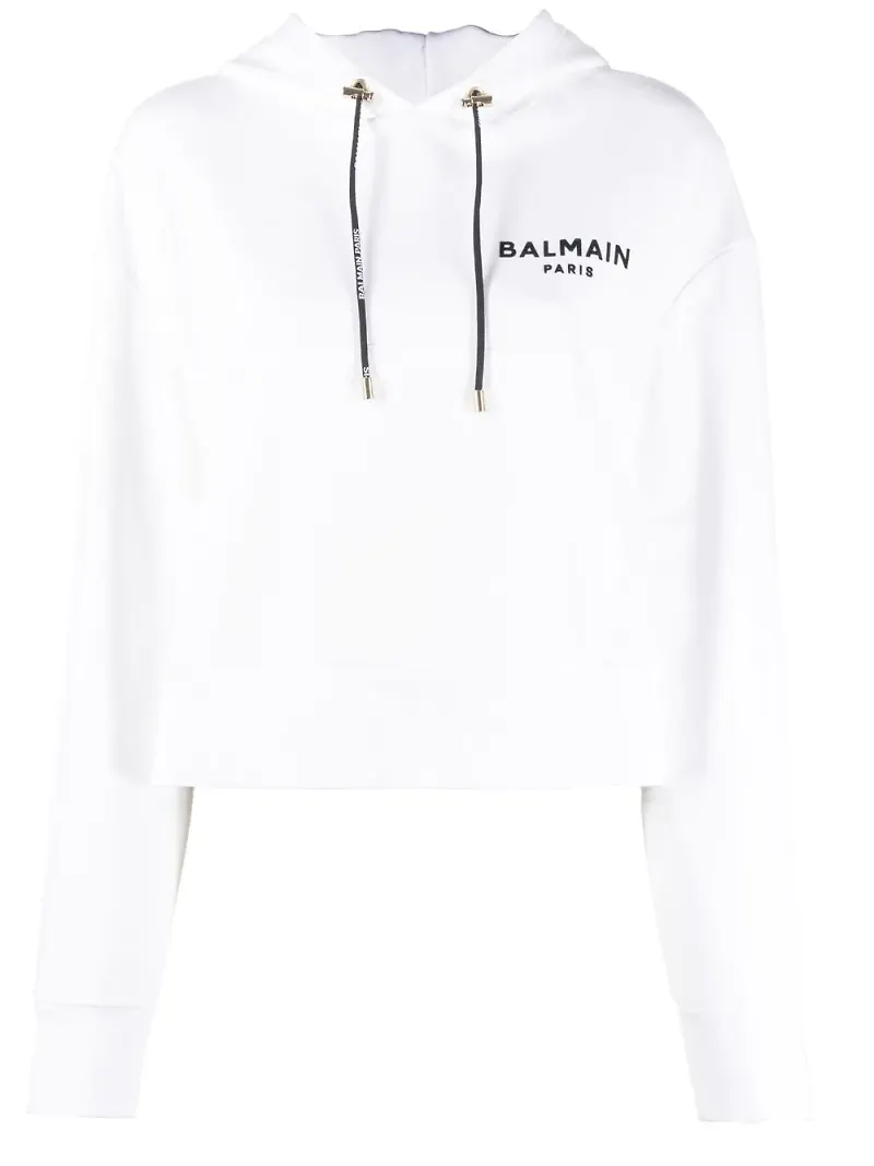 Balmain hoodie med dragsko - Vit