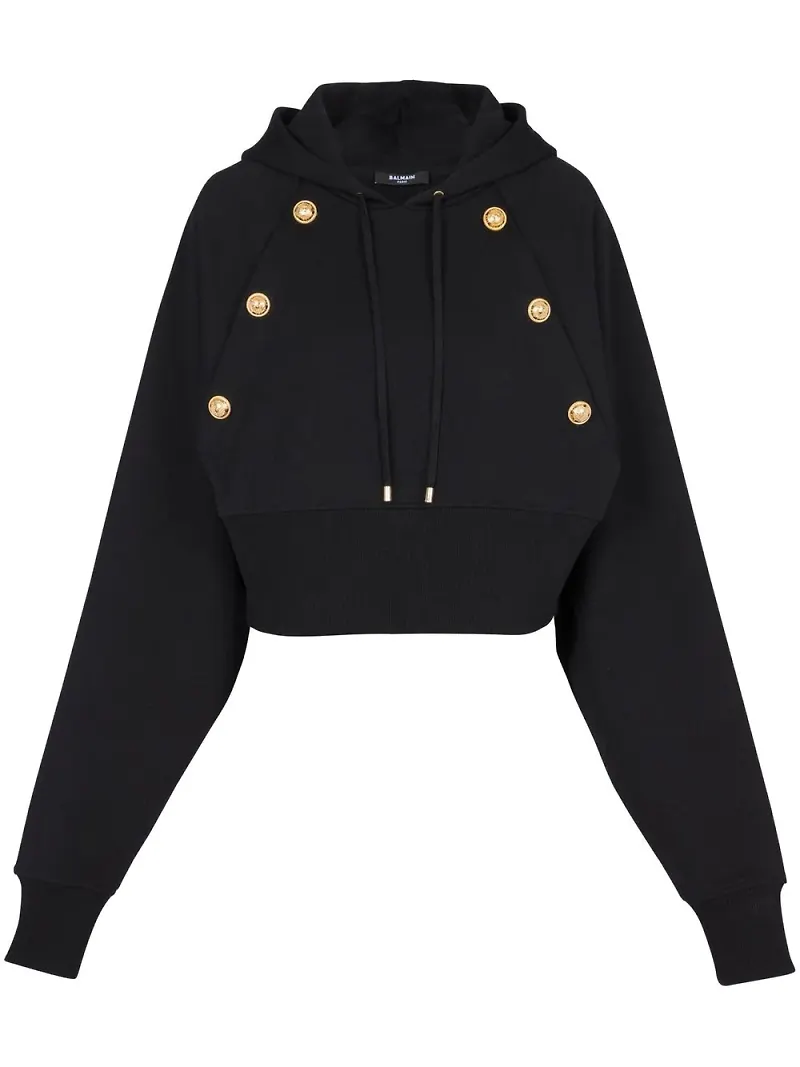 Balmain hoodie med knappar - Svart