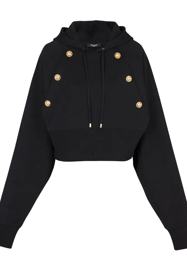Balmain hoodie med knappar - Svart