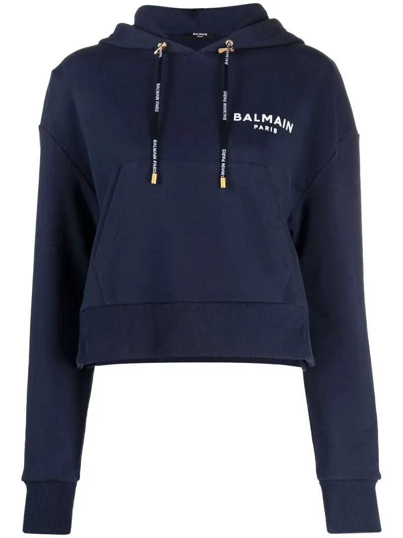 Balmain hoodie med logotyp - Blå
