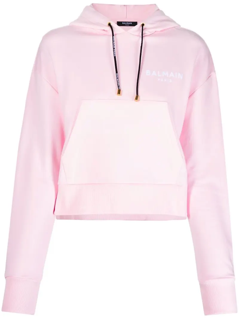 Balmain hoodie med logotyp - Rosa