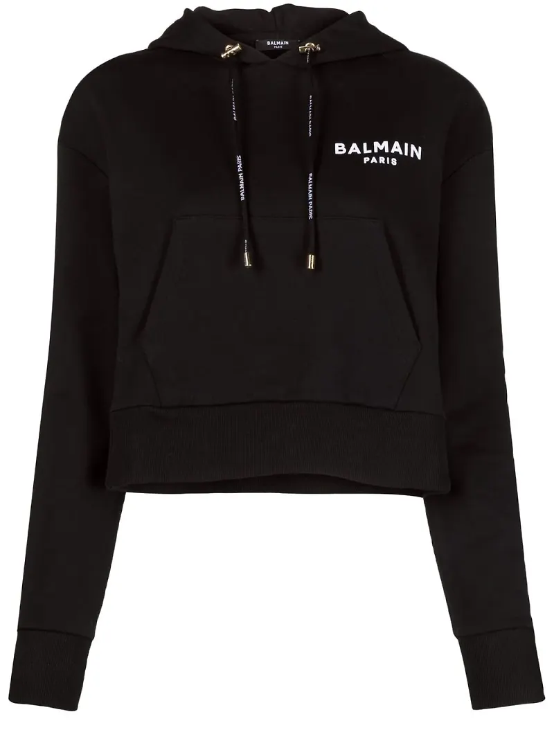 Balmain hoodie med logotyp - Svart