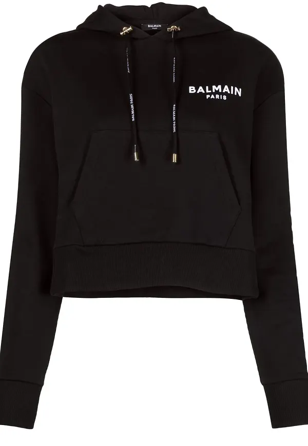 Balmain hoodie med logotyp - Svart