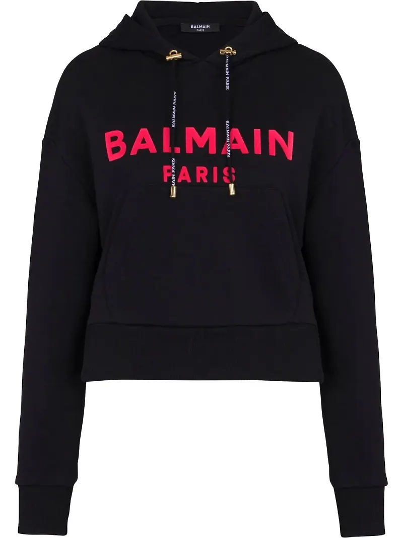 Balmain hoodie med logotyp - Svart