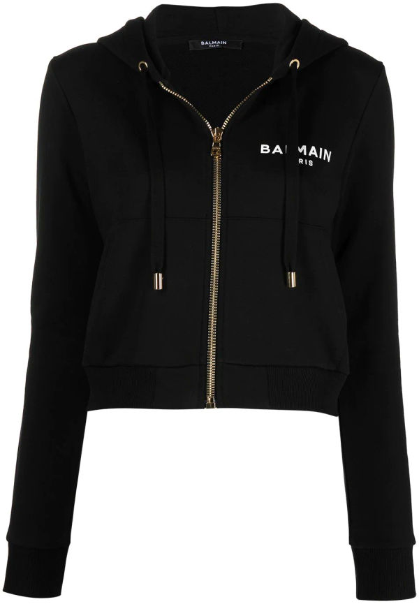Balmain hoodie med logotyp - Svart