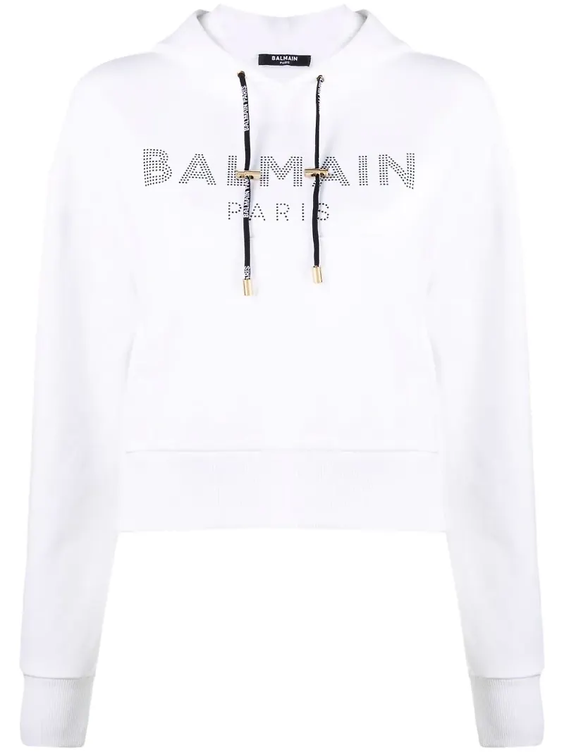 Balmain hoodie med logotyp - Vit