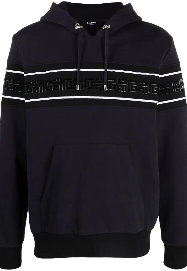 Balmain hoodie med monogram - Blå