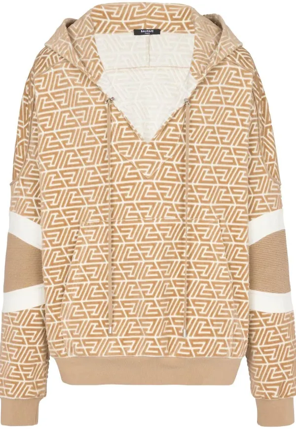 Balmain hoodie med monogram - Neutral