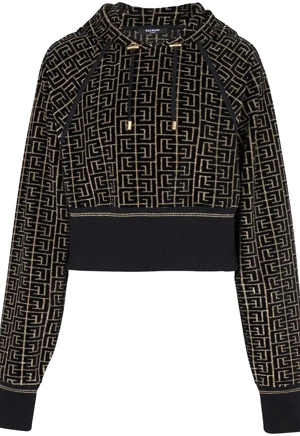 Balmain hoodie med monogram - Svart