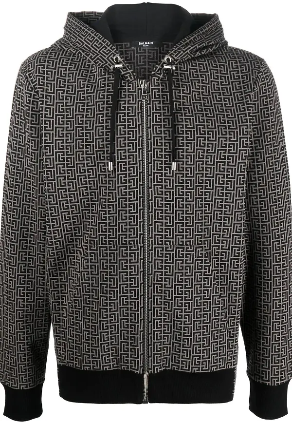 Balmain hoodie med monogram - Svart