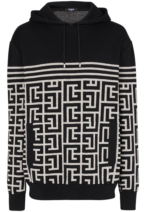 Balmain hoodie med monogram - Svart
