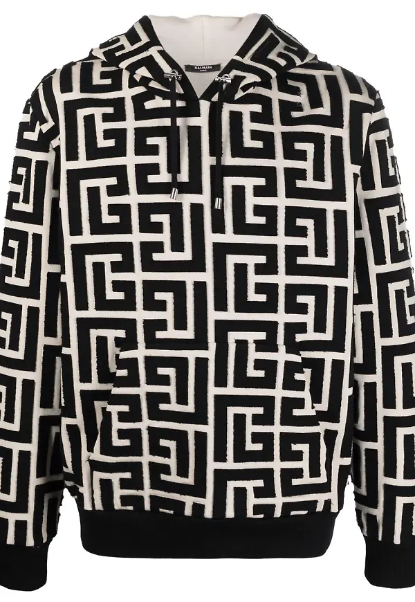 Balmain hoodie med monogram - Svart