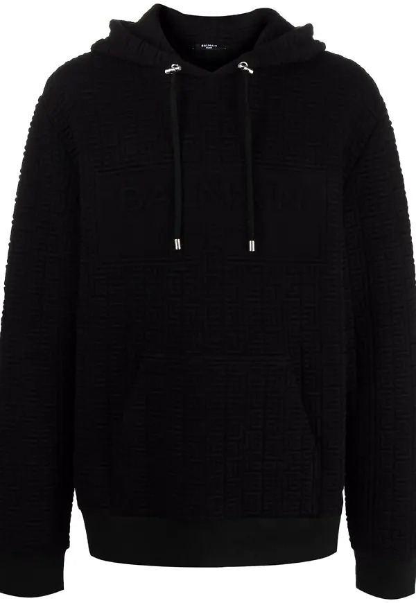 Balmain hoodie med monogram - Svart