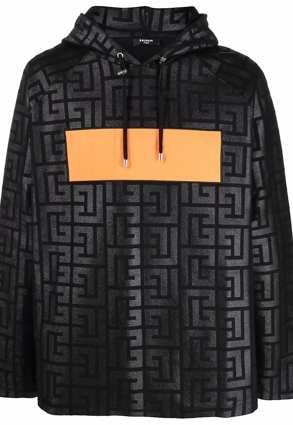 Balmain hoodie med monogram - Svart