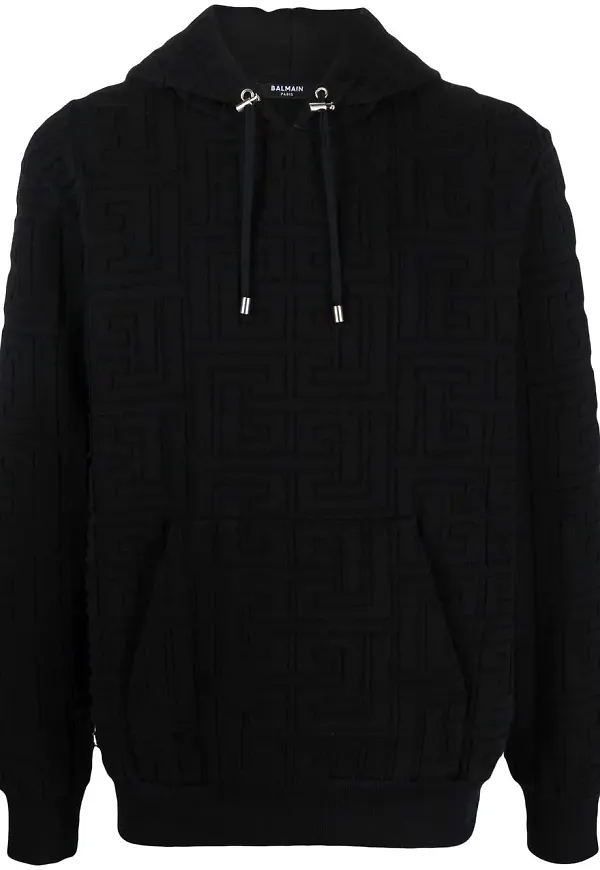 Balmain hoodie med monogram - Svart