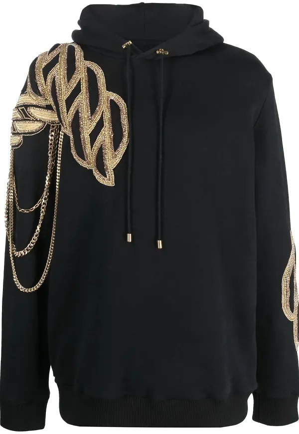 Balmain hoodie med strass - Svart