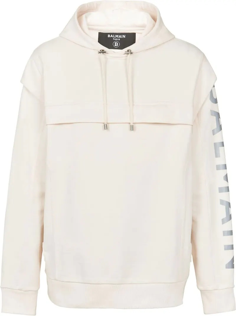 Balmain hoodie med utskuren detalj - Vit