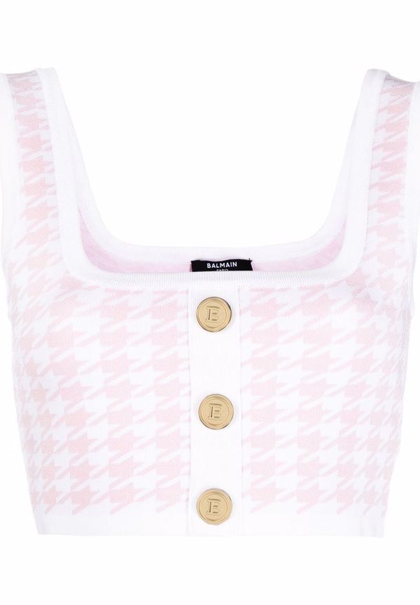 Balmain hundtandsmönstrad croptop - Rosa