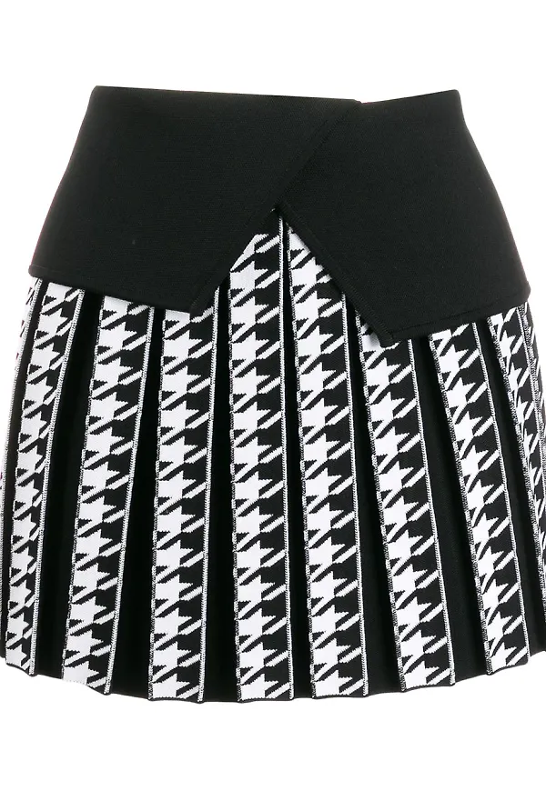 Balmain hundtandsmönstrad plisserad kjol - Svart
