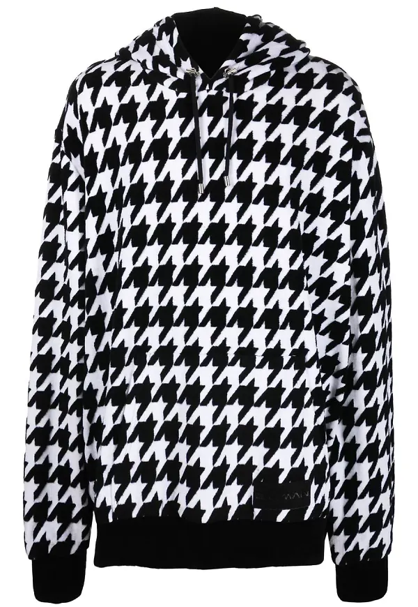 Balmain hundtandsmönstrad stickad hoodie - Svart