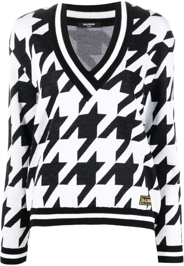 Balmain hundtandsmönstrad tröja - Svart