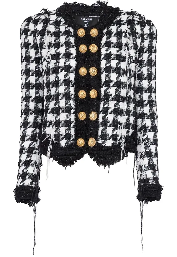 Balmain hundtandsmönstrad tweedkavaj - Svart