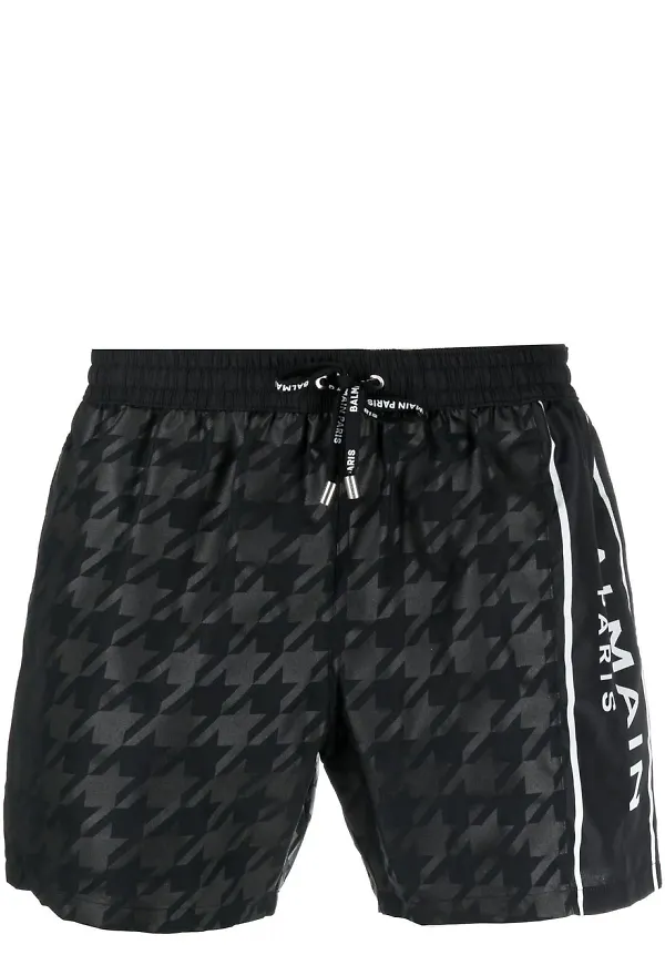 Balmain hundtandsmönstrade shorts - Svart