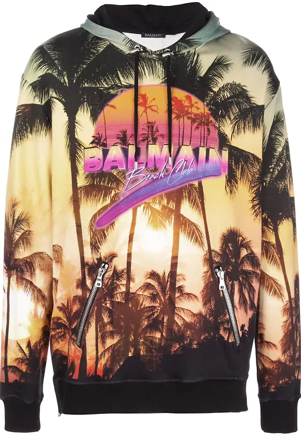 Balmain huvtröja med palmtryck - Flerfärgad