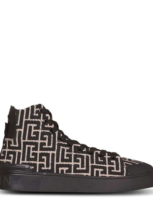 Balmain höga sneakers med monogram - Svart