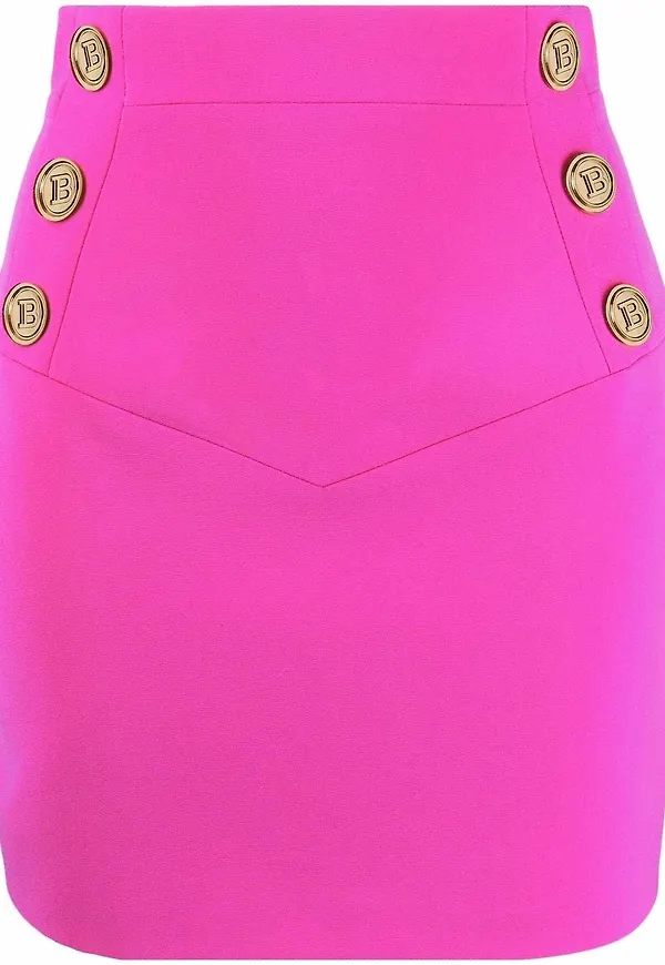 Balmain inpassad minikjol med logotypknappar - Rosa