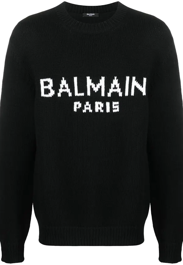 Balmain intarsia-knit logo jumper - Svart