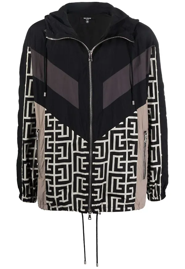 Balmain jacka med geometriskt tryck - Svart