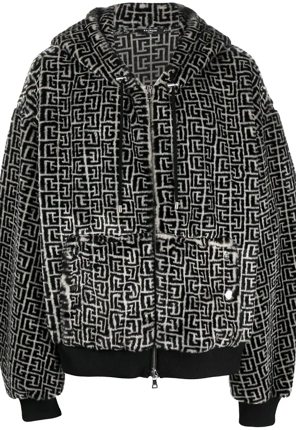 Balmain jacka med huva - Svart