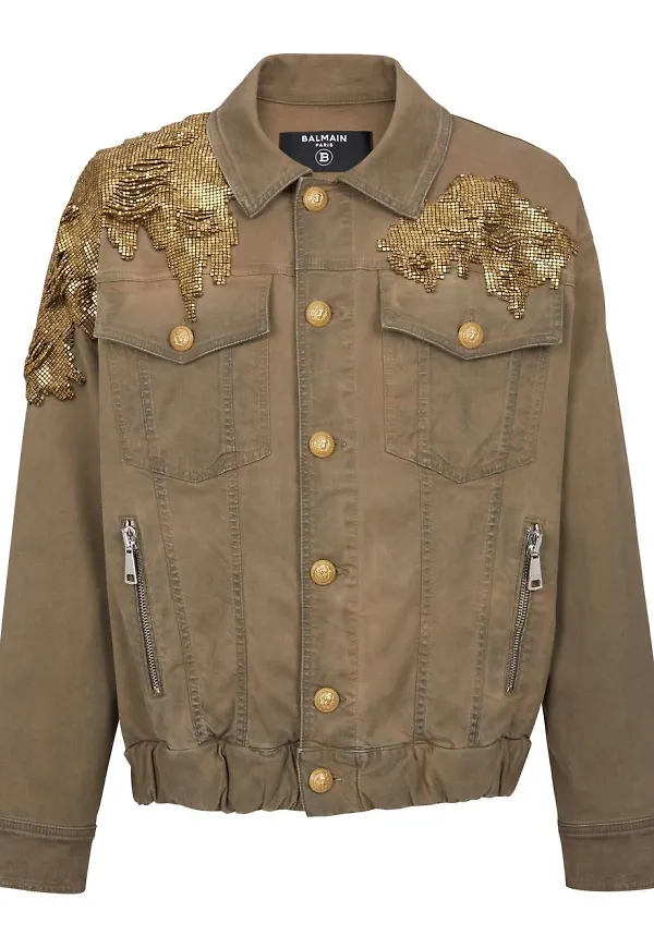 Balmain jacka med mesh-detalj - Brun