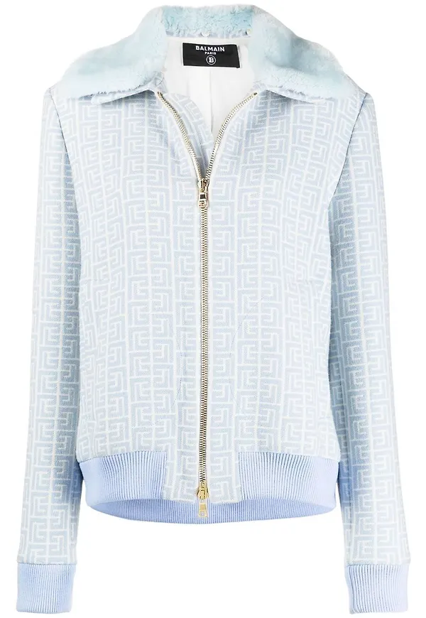 Balmain jacka med monogram - Blå