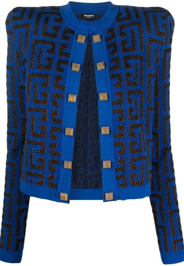 Balmain jacka med monogram - Blå