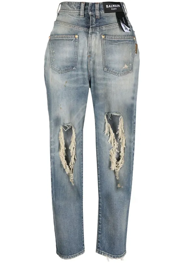 Balmain jeans med sliten detalj - Blå