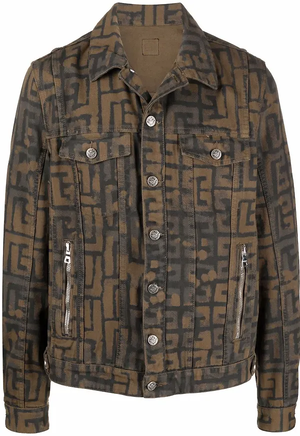 Balmain jeansjacka med monogram - Brun