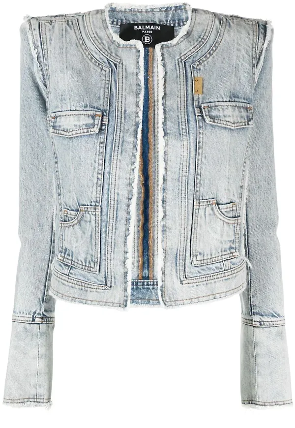 Balmain jeansjacka med vadderade axlar - Blå