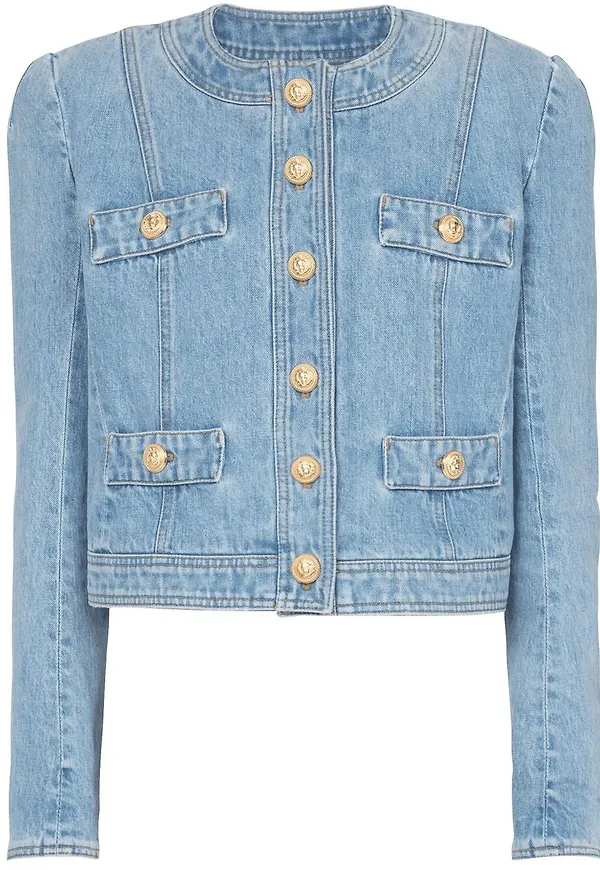 Balmain jeansjacka utan krage - Blå