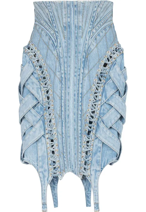 Balmain jeanskjol med hög midja - Blå