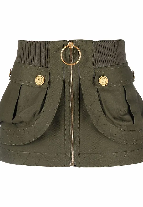 Balmain jeanskjol med utanpåliggande ficka - Grön
