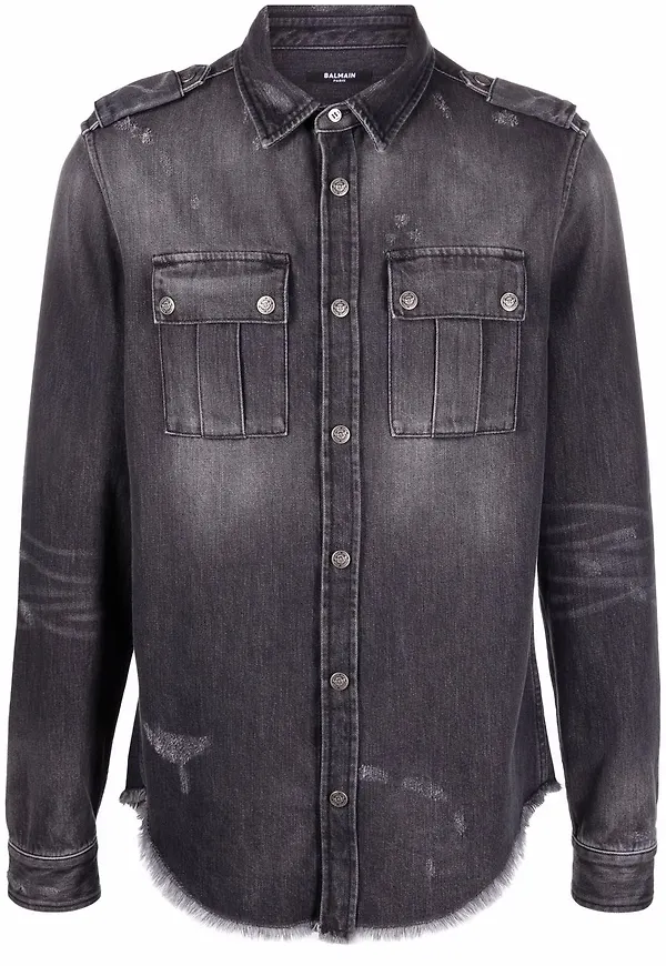 Balmain jeansskjorta med slitning - Svart