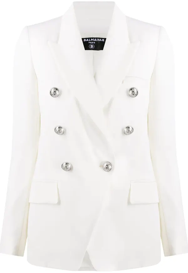 Balmain kavaj med präglade knappar - Vit